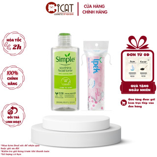 Combo 1 chai nước hoa hồng Simple Toner và 1 Bông tẩy trang Ipek 80 miếng