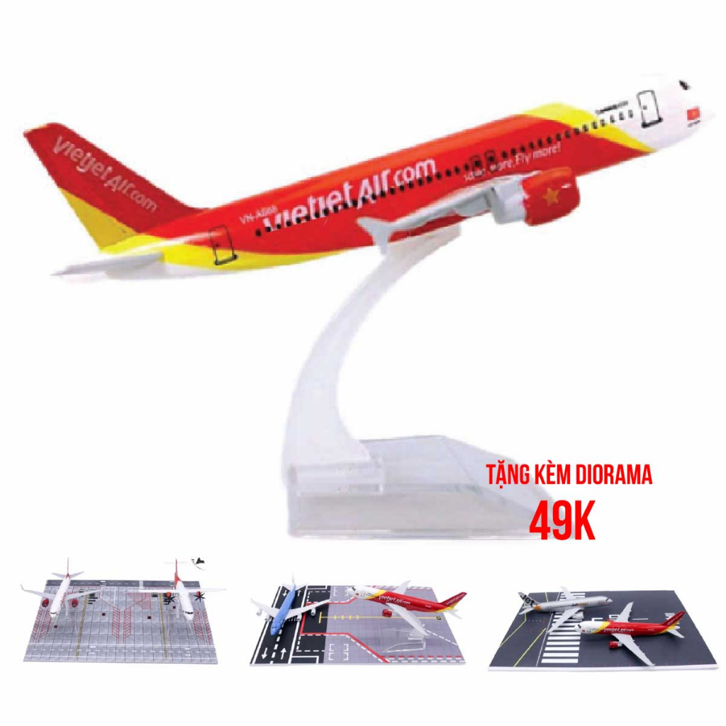 Mô hình máy bay VietJet Air VN-A668 Airbus A320 16cm MB16139