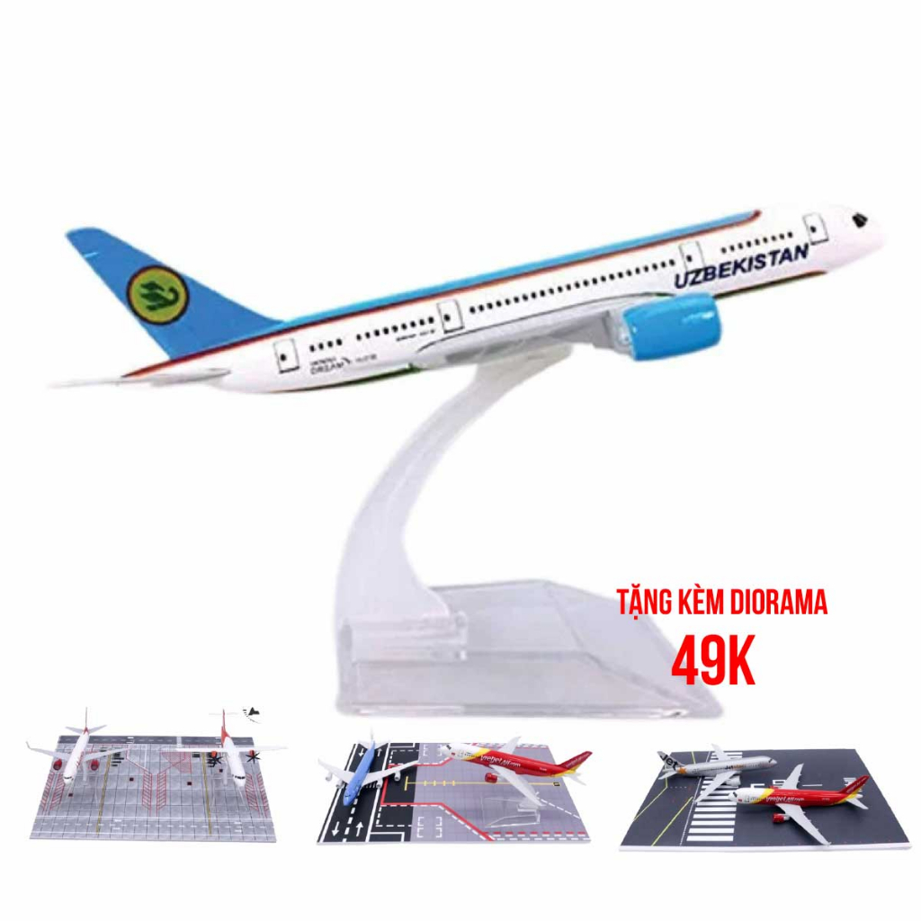 Mô hình máy bay Uzbekistan Dreamliner Boeing B787-8 16cm MB16151