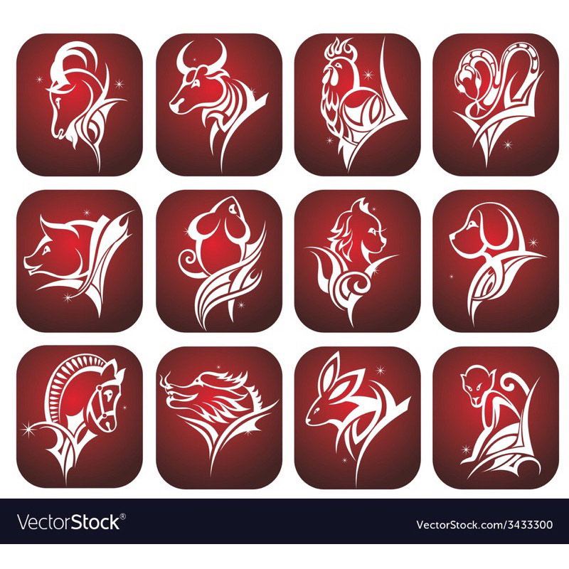 Tem 12 con giáp hottrend tiktok. tem tên theo yêu cầu