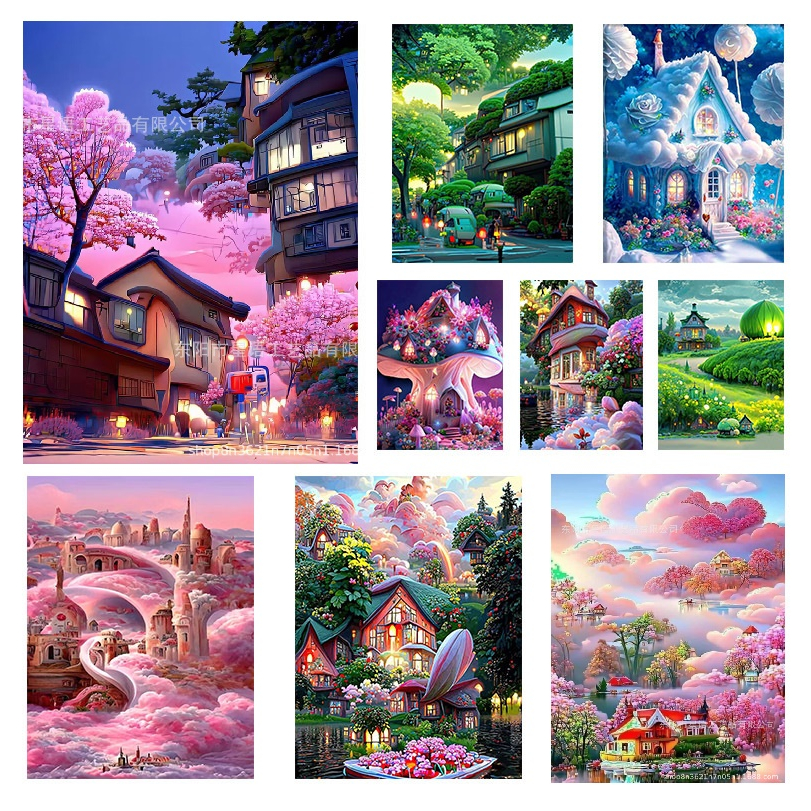Tranh đính đá 5D 30*40cm độc đáo phong cảnh DIY Trang Trí Nhà Cửa
