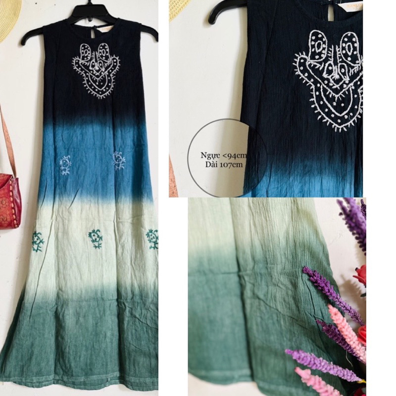 Đầm Maxi Xô nhúng cúc