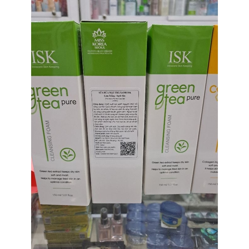 Sữa Rửa Mặt Trà xanh, Collagel Hàn Quốc ISK ( HÀNG CTY) loại mới 150ml