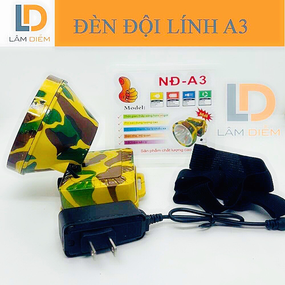 ĐÈN PIN ĐỘI ĐẦU PIN SẠC SIÊU SÁNG CHÓA 8CM A3