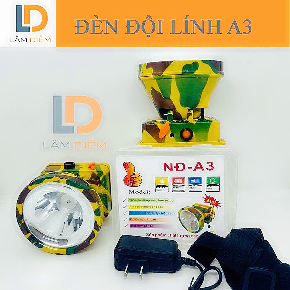 ĐÈN PIN ĐỘI ĐẦU PIN SẠC SIÊU SÁNG CHÓA 8CM A3