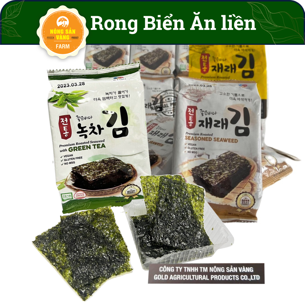 16 Gói Snack Rong Biển Ăn Liền , K Fish Vị Trà Xanh, Vị Nướng Nhập Khẩu Hàn Quốc - Nông Sản Vàng