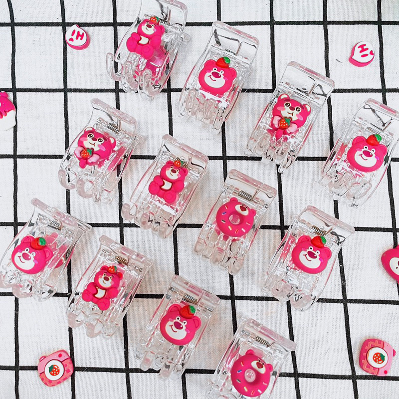 Kẹp Tóc Càng Cua Cao Cấp 3 Răng / 5 Răng Charm Gấu Dâu Lotso Hot Trend Siêu Xinh