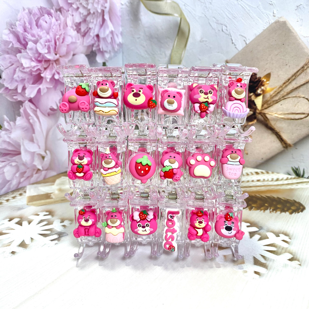 Kẹp Tóc Càng Cua Cao Cấp 3 Răng / 5 Răng Charm Gấu Dâu Lotso Hot Trend Siêu Xinh