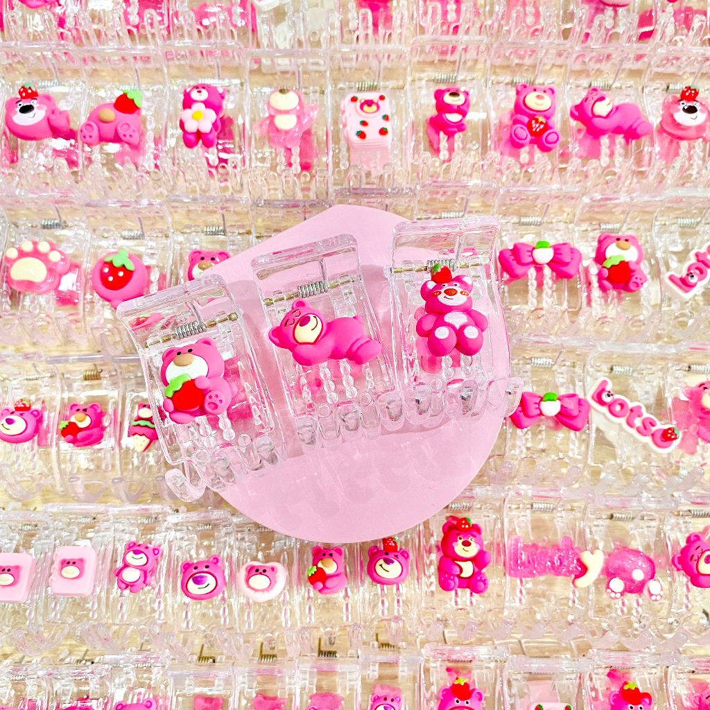 Kẹp Tóc Càng Cua Cao Cấp 3 Răng / 5 Răng Charm Gấu Dâu Lotso Hot Trend Siêu Xinh