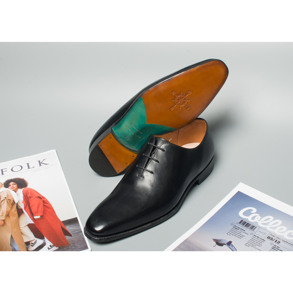 Giày Da Nam Buộc Dây Kiểu Dáng Oxford Khâu Thủ Công Chất Liệu Da Bê Nhập Khẩu