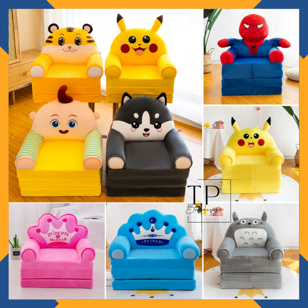 Ghế sofa giường, ghế sofa lười cho bé 3 tầng ghế bông mềm mịn êm ái vừa nằm vừa ngồi hình thú dễ thư