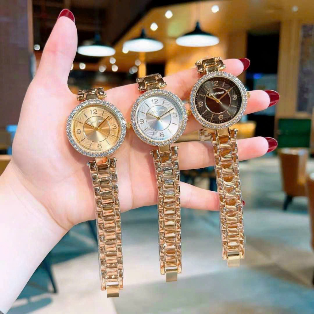 Đồng Hồ Nữ MICHAEL KORS Viền đính đá trẻ trung dành cho nữ, size 34mm, kim loại không rỉ, bảo hàng 6 tháng , phụ kiện nữ