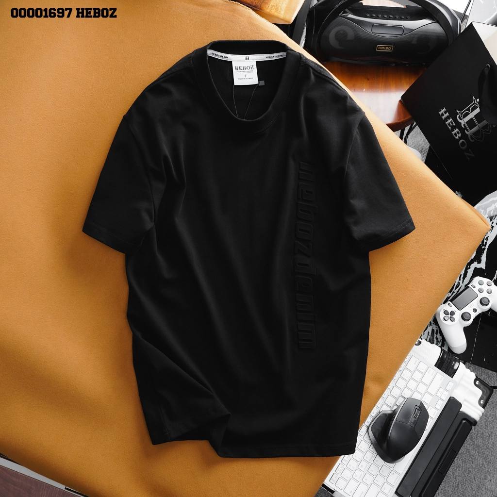 Áo thun slimfit logo dập nổi Heboz 4M, chất cotton 2 chiều, slim fit, logo dập nổi - 00001697