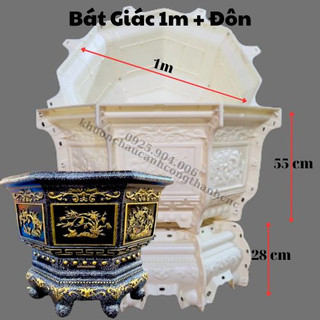 Khuôn đúc chậu cảnh Bát Giác 1m kèm chân đôn, Chất liệu nhựa ABS cao cấp, Dùng làm chậu cây cảnh xi măng