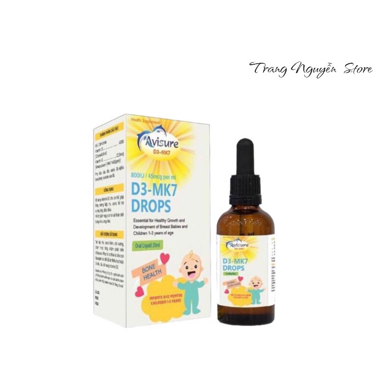 Avisure D3 - MK7 Drops - bổ sung vitamin D3 và K2 giúp bé cao lớn vượt trội lọ (20ml)