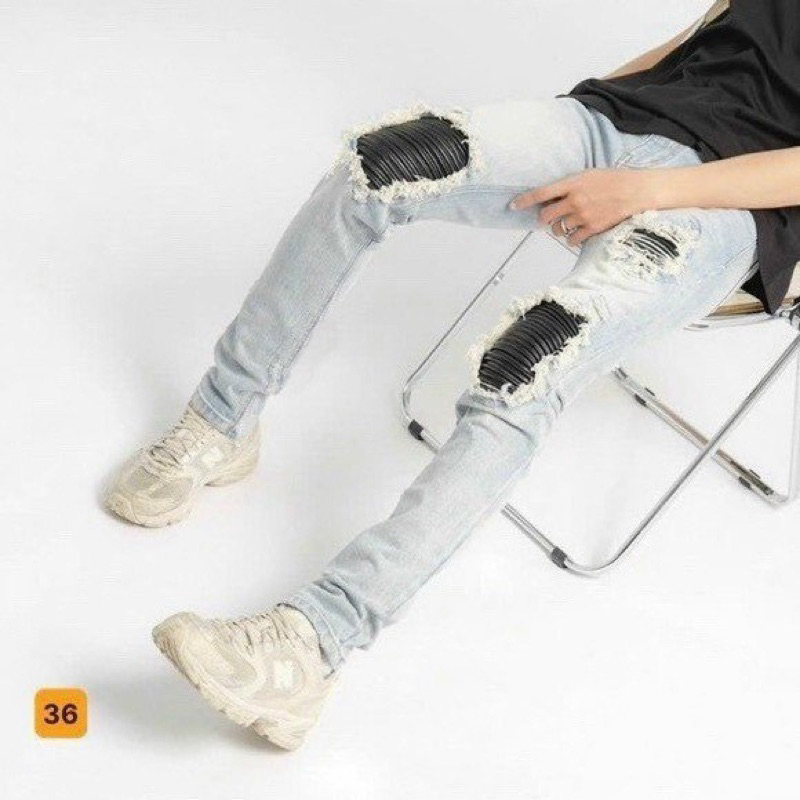 Quần Jean Nam Chất Bò DR9384RT Co giản Phối dây kéo Cá Tính Trẻ Trung