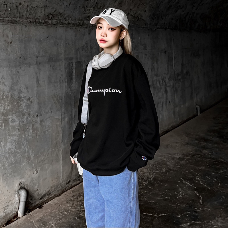 Áo Sweater Champion hàng nỉ bông cao cấp form rộng phù hợp với cả nam và nữ