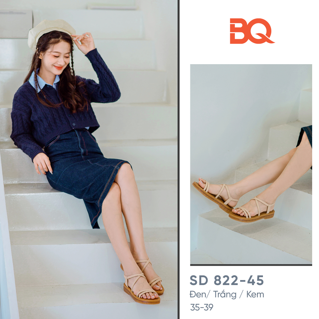 Giày sandal nữ đế bằng thời trang nữ tính basic BQ SD 822-44