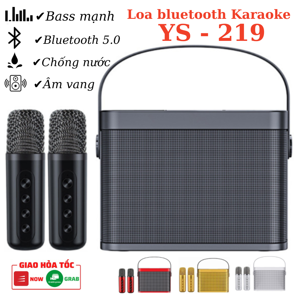 Loa Karaoke Bluetooth YS 219 Kèm 2 Mic Không Dây, Công Suất 25W, Bass Cực Căng, Âm Thanh Sống Động, Bảo Hành 12 Tháng
