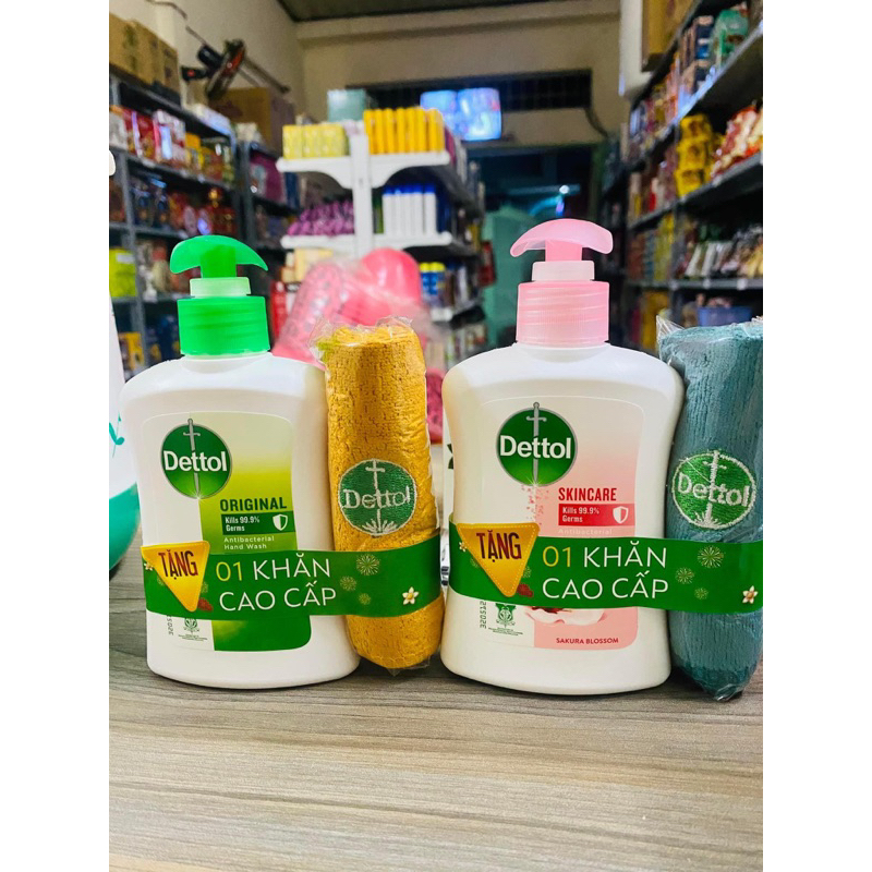 ( date 9/24) Nước rửa tay Dettol kháng khuẩn Tặng Khăn - Chai 250g ( màu ngẫu nhiên )