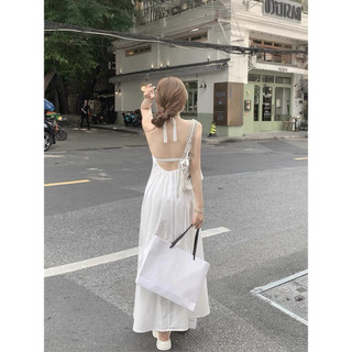 Đầm Maxi đi biển hở lưng cột dây 2 lớp (Ms 08)