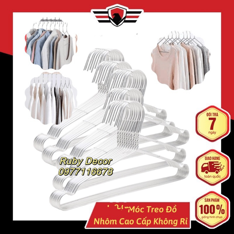 Combo 50 móc nhôm treo quần áo người lớn, móc phơi đồ, móc quần áo người lớn cực kì chắc chắn