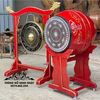 Trống trường học, trống đình chùa lễ hội (mặt 52cm cao 65cm) tặng giá trống