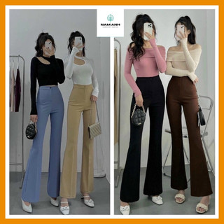 Quần ống loe nữ 1 cúc nhiều màu cạp cao tôn dáng tạo sang trọng