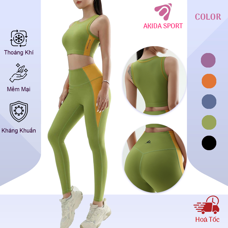 Set Bộ Đồ Tập Yoga GYM Naqi S-706 Thun Lụa Băng Cao Cấp Siêu Mát Áo Croptop Có Mút Lót + Quần Leggging Lưng Cao