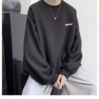 Áo Nỉ Thu Đông Cổ Tròn Dài Tay  Chữ MALKOO  Form Rộng Unisex Thiết Kế Bassic Đơn Giản Size <75kg