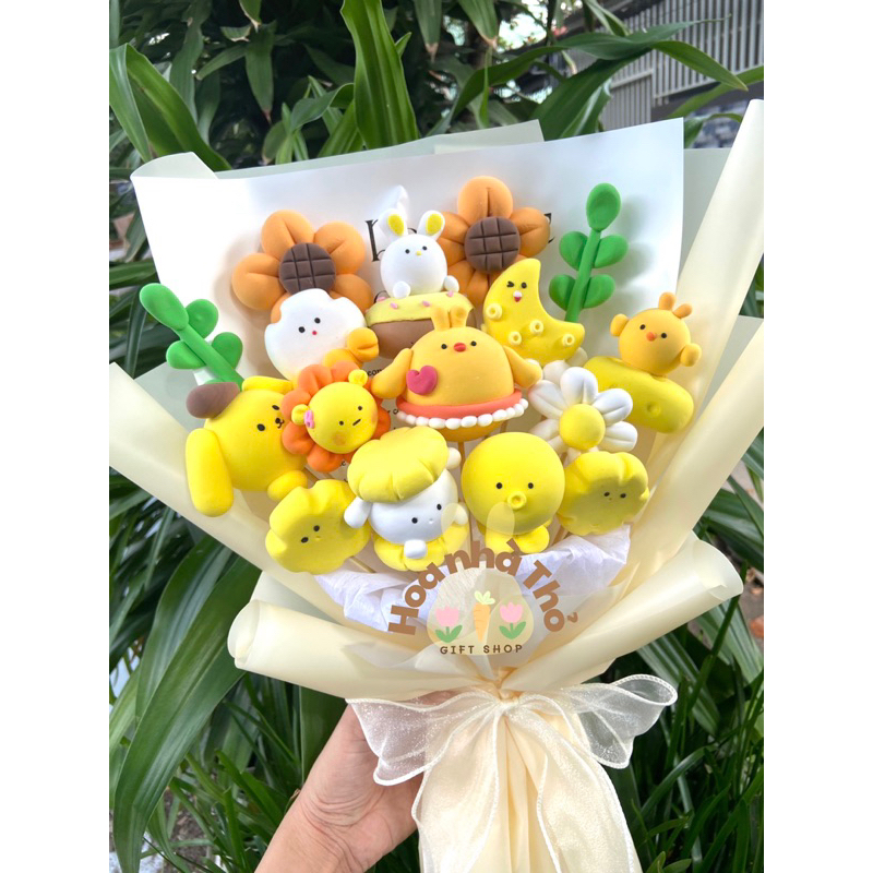 Bó Hoa Đất Sét Hoa Tốt Nghiệp Hướng Dương Tone Vàng Handmade Dễ Thương Làm Quà Tặng
