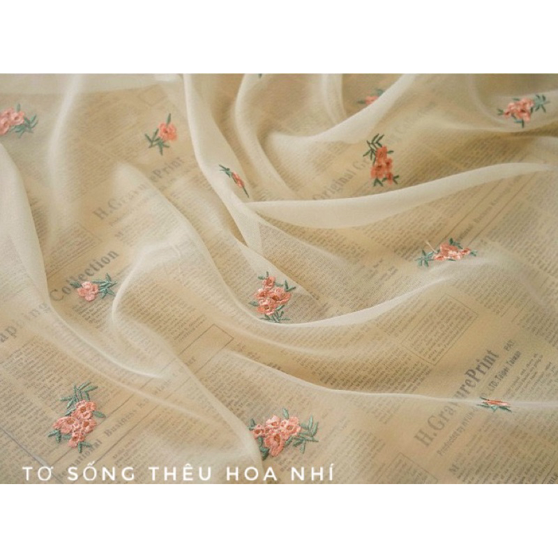 Tơ Nhũ Thêu Hoa Nhỏ