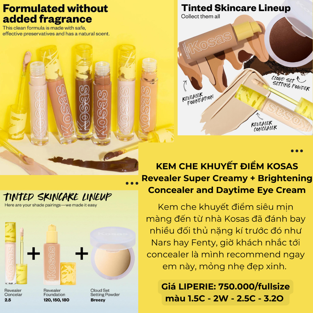 Kem che khuyết điểm Kosas Revealer Super Creamy + Brightening Concealer and Daytime Eye Cream