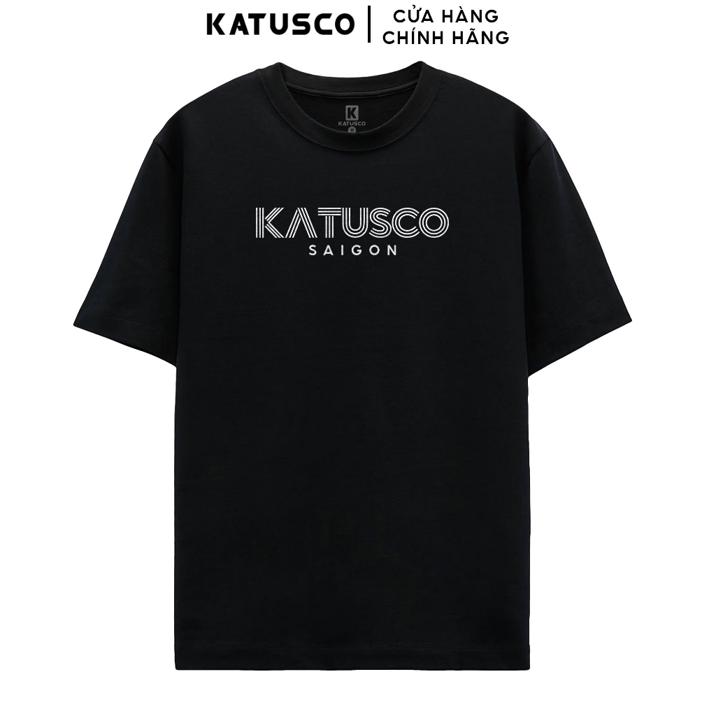 Áo Thun Nam Cổ Tròn KATUSCO Line Art Typograhic A2280, Thun Cotton 100% 2 Chiều, Thiết Kế Trẻ Trung, Cá Tính