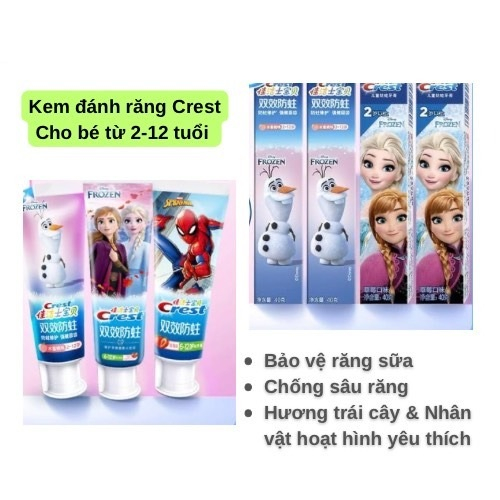 Kem đánh răng Crest Fresh Fruity hương trái cây cho trẻ em 40gr