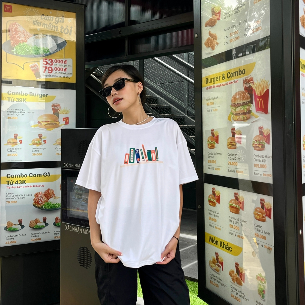 Áo thun DLL Casual tee in họa tiết, áo phông unisex bam nữ basic freesize