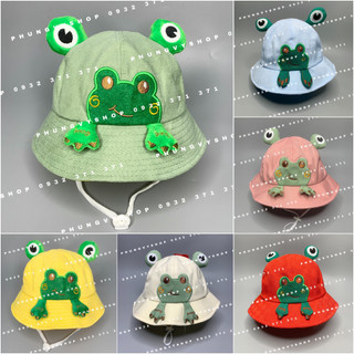 Bé 1-5 Tuổi/ _Mũ bucket tai bèo nón vành trai gái phungvyshop BO trug ẾCH MẮT XANH
