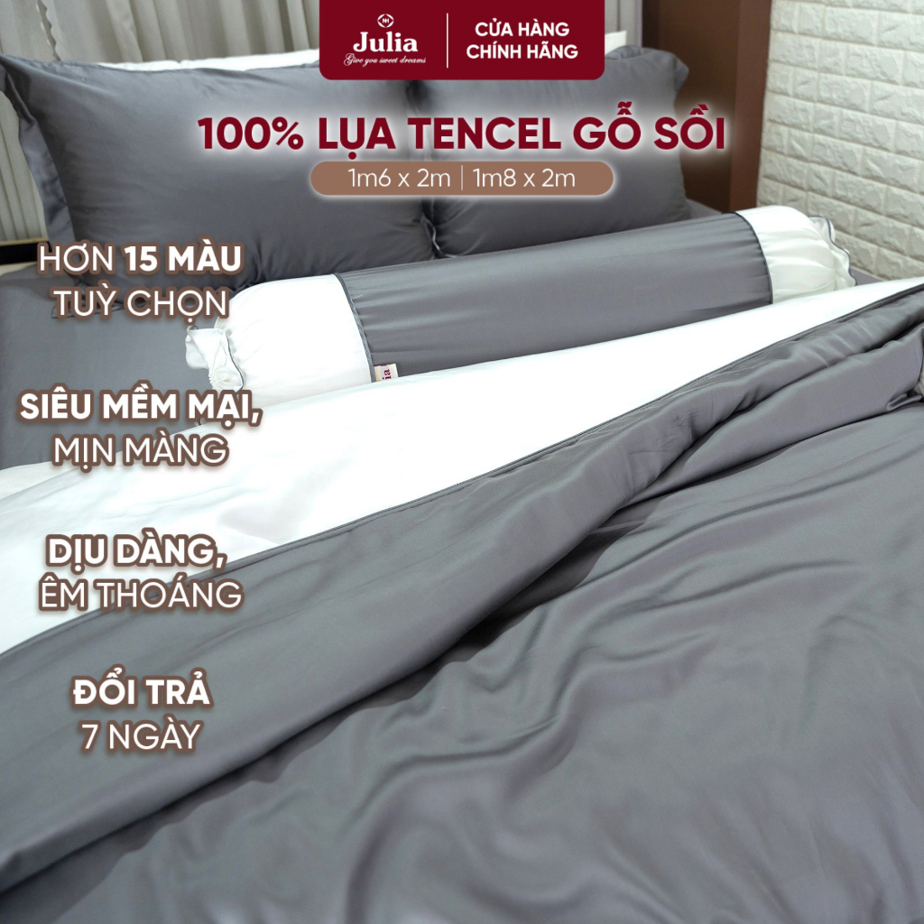 Bộ chăn ga gối ra giường lụa tencel siêu mềm mịn Hàn Quốc Julia 859