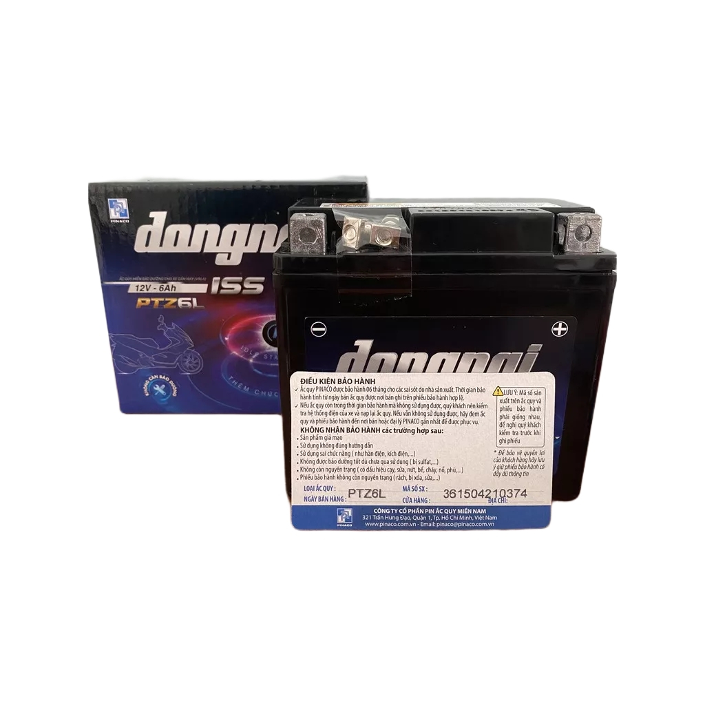Bình Ắc Quy Khô PiNaCo Đồng Nai Chính Hãng PTZ6L,12V - 6Ah dùng cho các dòng xe Lead ,Vision 125,ABL125,SH Mode, SH Viêt