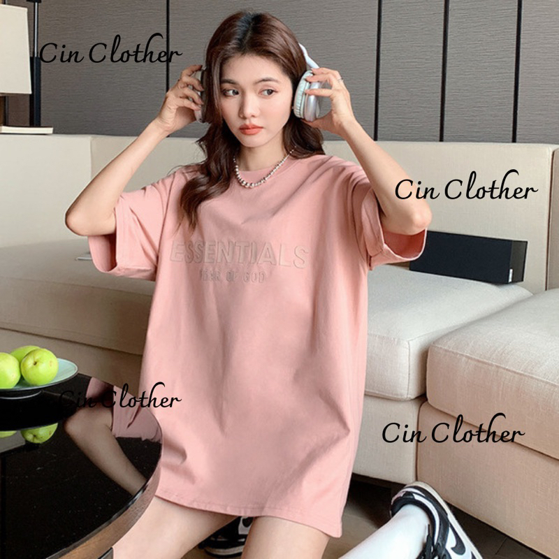 Áo Phông Essentials Hồng Cam Chữ Cao Su Hàng Quảng Châu Cao Cấp