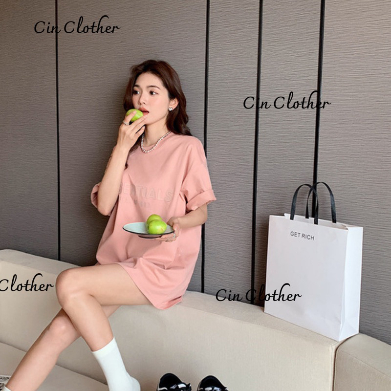 Áo Phông Essentials Hồng Cam Chữ Cao Su Hàng Quảng Châu Cao Cấp