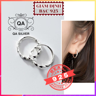 Khuyên tai bạc 925 tròn xoắn vặn bông nam nữ vòng S925 TWIST QA SILVER Earrings EA210209