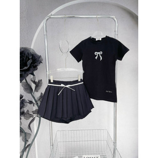 Sét Xếp Ly Đen Áo Crop Thêu