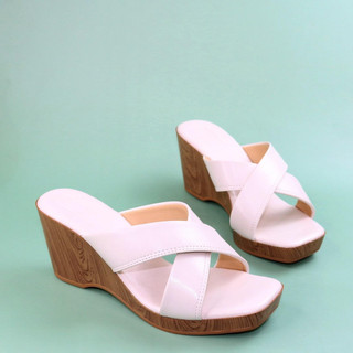 Dép xuồng nữ/ giày đế xuồng gót giả gỗ siêu nhẹ cao 8cm c125 - hachi shoes