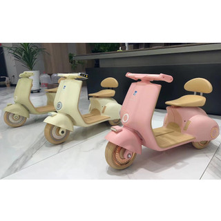 Xe máy điện vespa cho bé Q916 Xe máy cho bé gái có nhạc đèn đầy đủ Xe máy ba bánh chân ga tự lái.