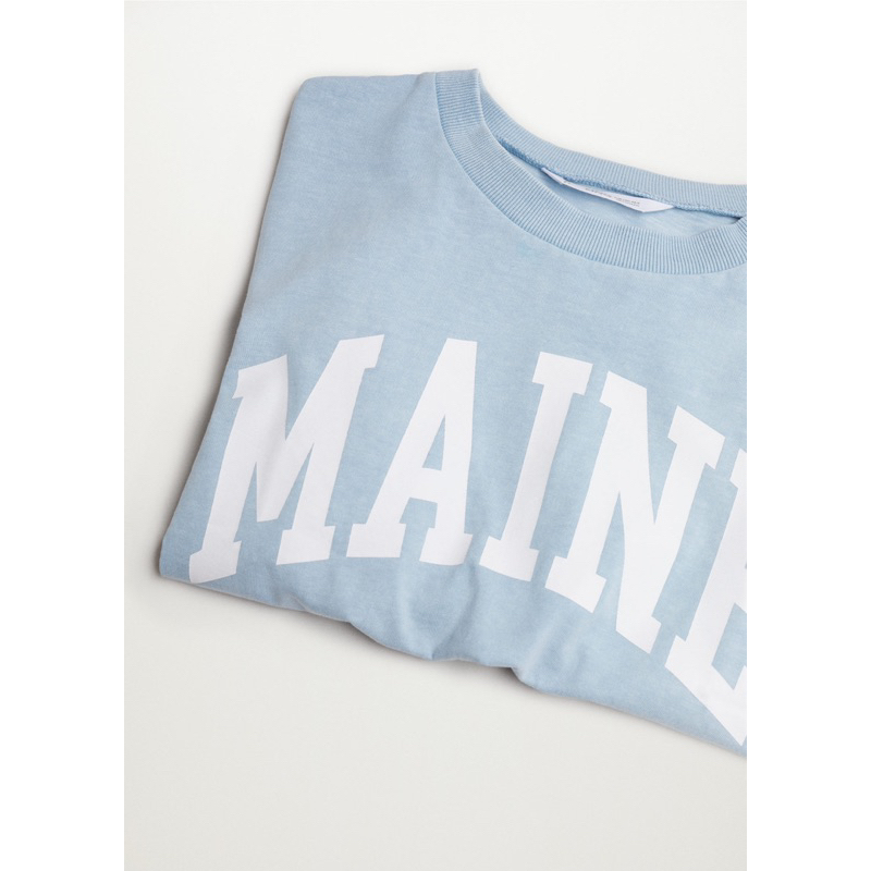 Áo thun croptop dài tay in chữ Mango auth new tag