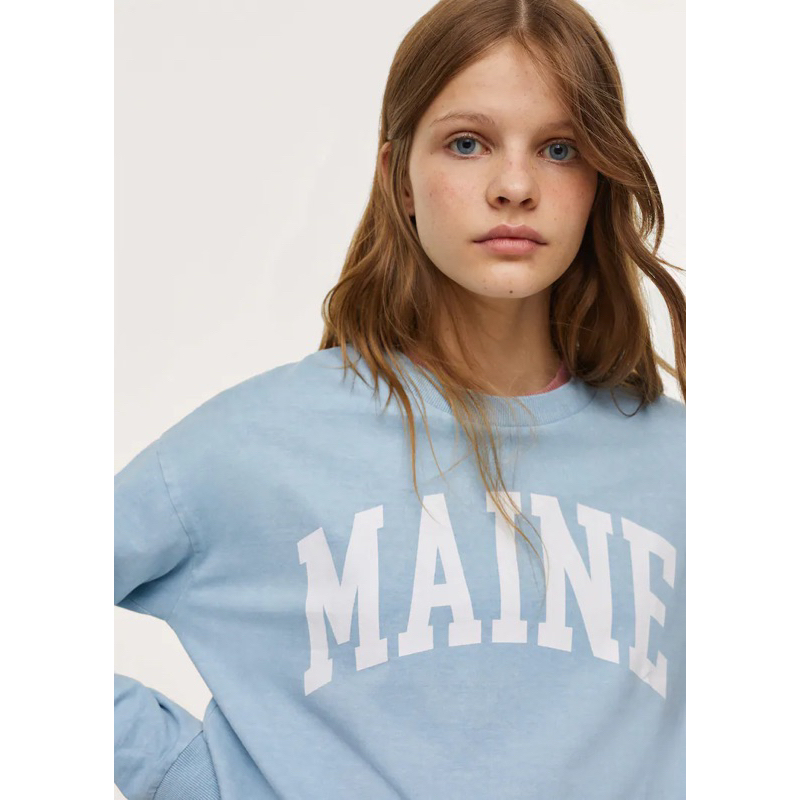 Áo thun croptop dài tay in chữ Mango auth new tag