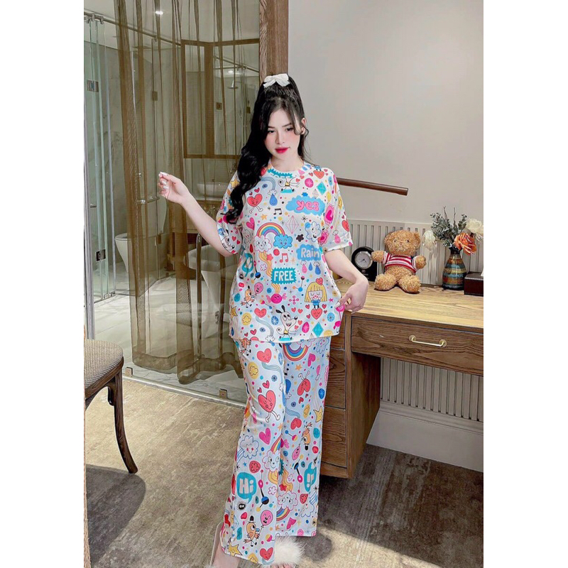 SET BỘ DÀI THUN TĂM QUẢNG CHÂU CAO CẤP 16 HÌNH DỄ THƯƠNG 😍 FREESIZE 48-70KG