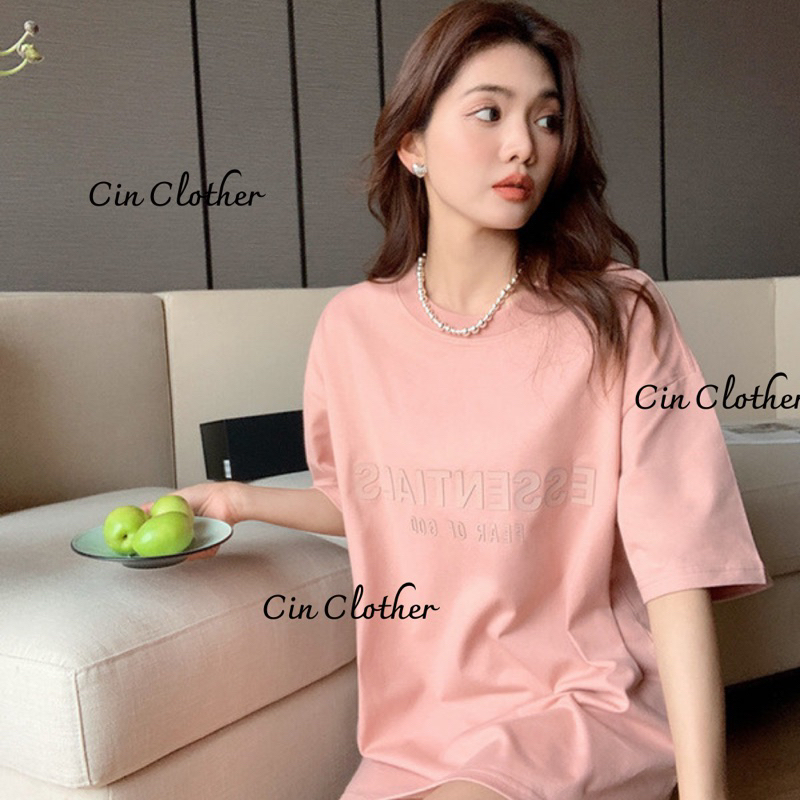 Áo Phông Essentials Hồng Cam Chữ Cao Su Hàng Quảng Châu Cao Cấp