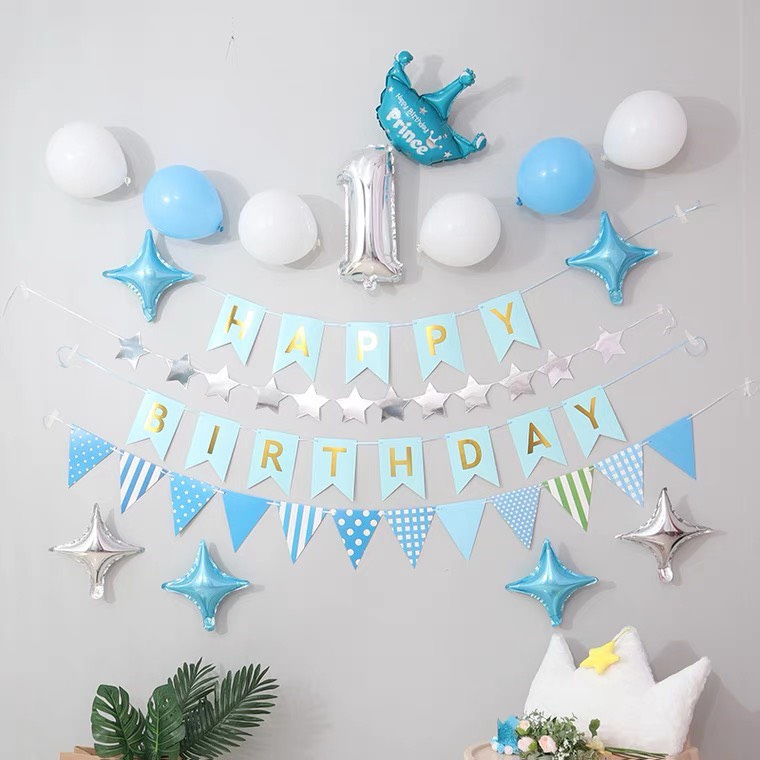 Set trang Trí Sinh Nhật Đơn Giản Giá Rẻ Kèm 2 Trụ Bóng 7 Nhánh Giả Bóng Bay Tặng Kèm Đèn Led Băng Dính Dán Bóng CB40